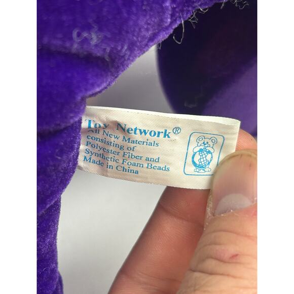 Toy Network Purple Dog Plush Stuffed Animal Yellow Spots Tongue Out 2003 NWT - Picture 7 of 12